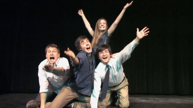 The cast, hamming it up on the stage of the Showbox.